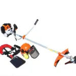 Моторна коса прав прът с предпазен шлем и самар